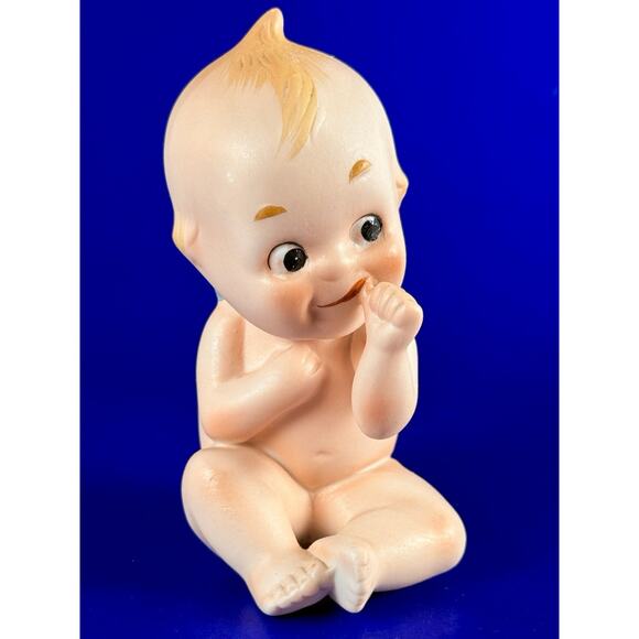 VTG Lefton Kewpie Doll Sucking Thumb Bisque Figurine 5" Cupid Baby Grannycore - Picture 2 of 10